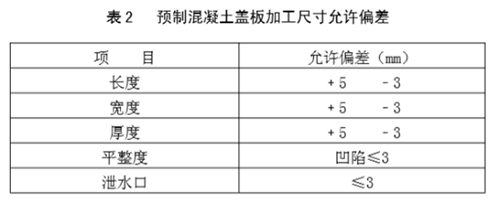 預(yù)制混凝土蓋板加工尺寸
