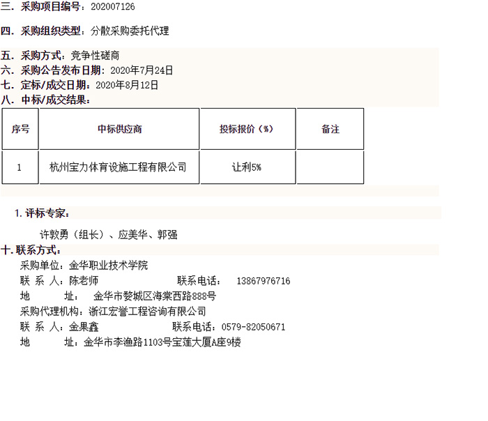 金華職業(yè)技術(shù)學(xué)院網(wǎng)球場(chǎng)維護(hù)翻新項(xiàng)目中標(biāo)信息